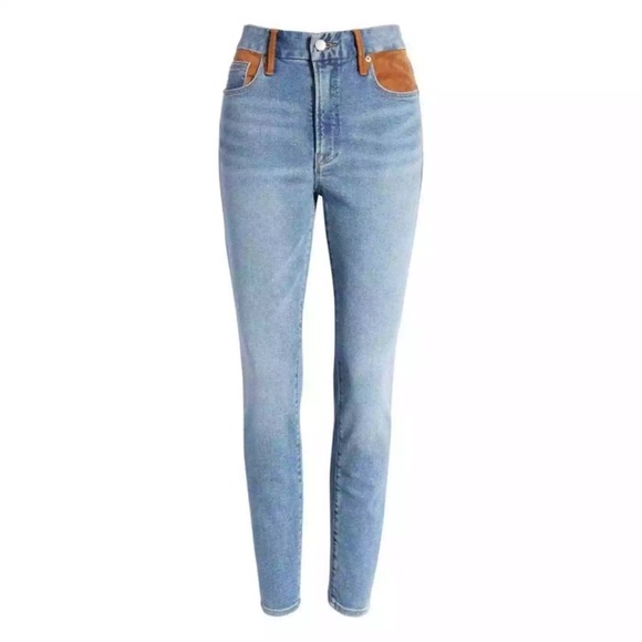 Good American Good Legs Suede Inset Skinny Jeans Western 26/2 - Picture 2 of 12